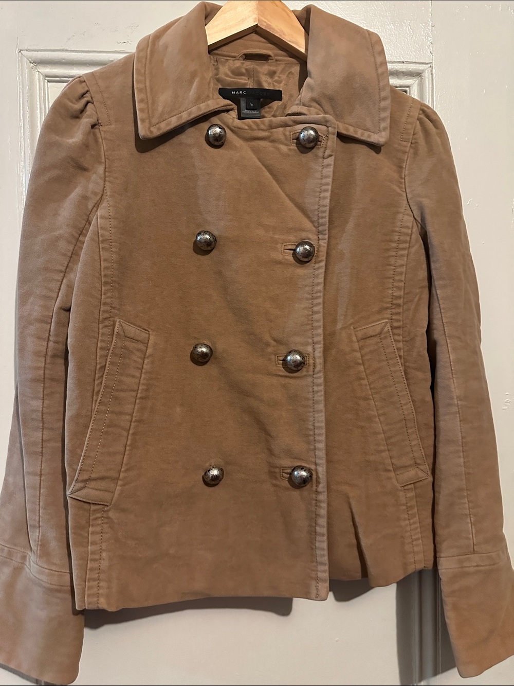 Vintage Marc Jacobs runway line Tan Double-Breasted Peacoat. Size Large.